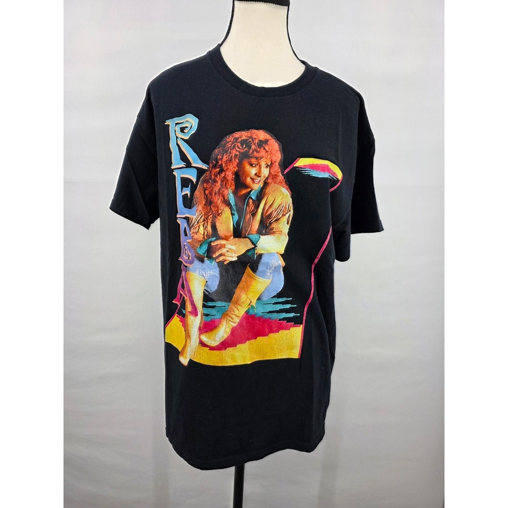Reba McEntire Vintage Style Graphic T-Shirt Black Mens Large Country Music Tee